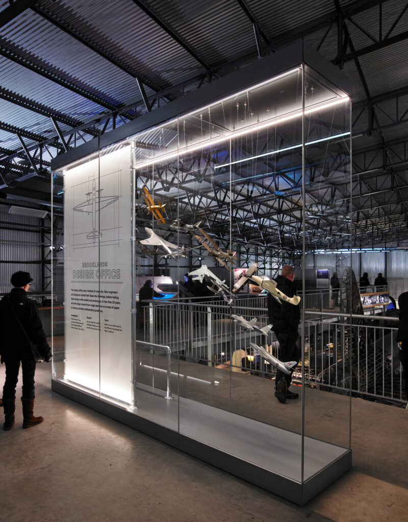 Visitor Experience Lighting design at Brooklands Museum by an award-winning lighting design studio, Michael Grubb Studio