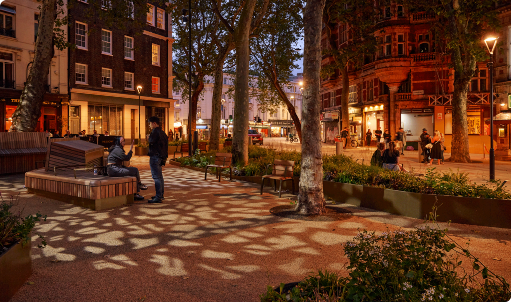 public realm lighting design for the West End Project, Princes Circus in London