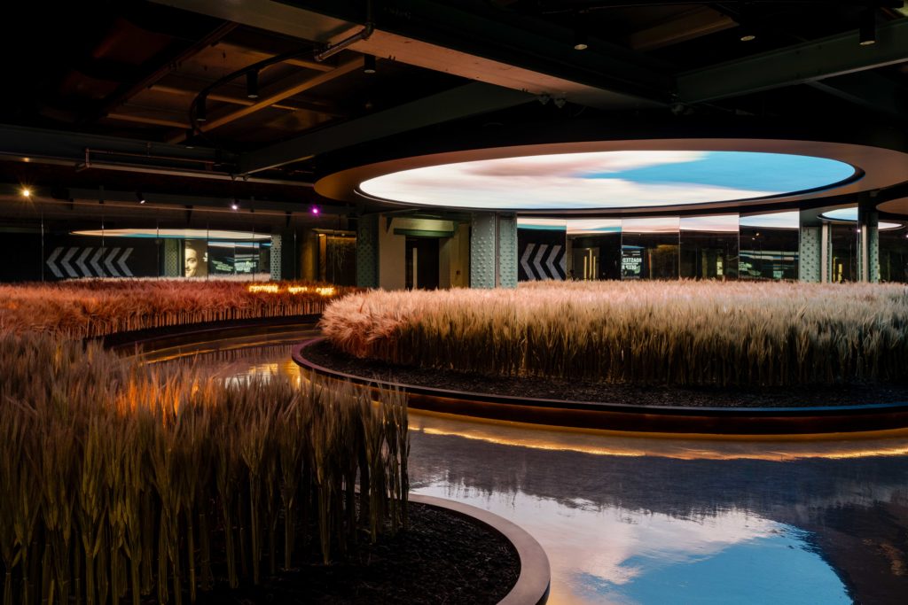 Barley room at the immersive visitor experience , Dublin. Lighting by Michael Grubb Studio